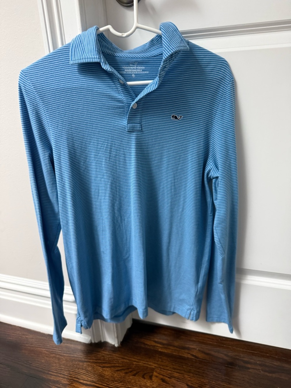 Vineyard Vines Boy's Light Blue Striped Long Sleeve Polo
